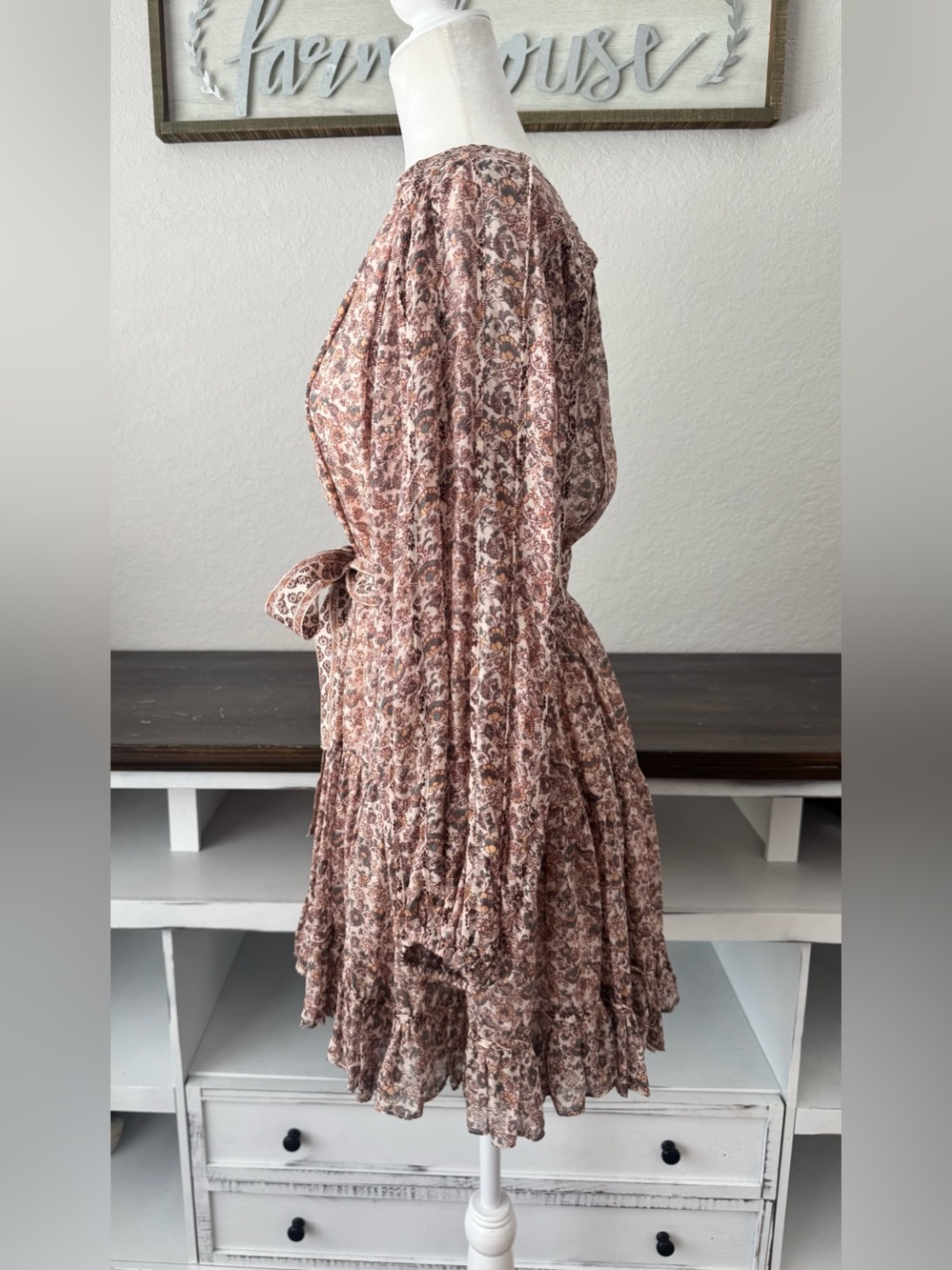 New Ulla Johnson Eleni Dress Gardenia 100% Silk Belt Women's Size 0 CC - Picture 6 of 9